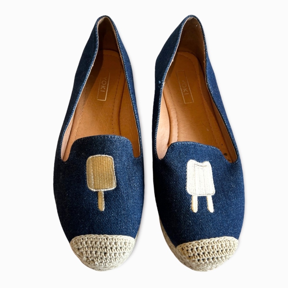 Yoki Layla Denim Popsicle Espadrilles Size 8